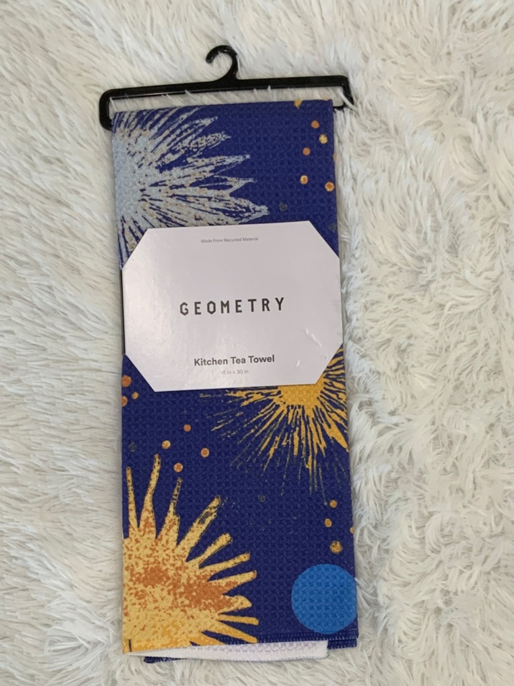 Geometry Blue & Gold Kitchen Tea Towel